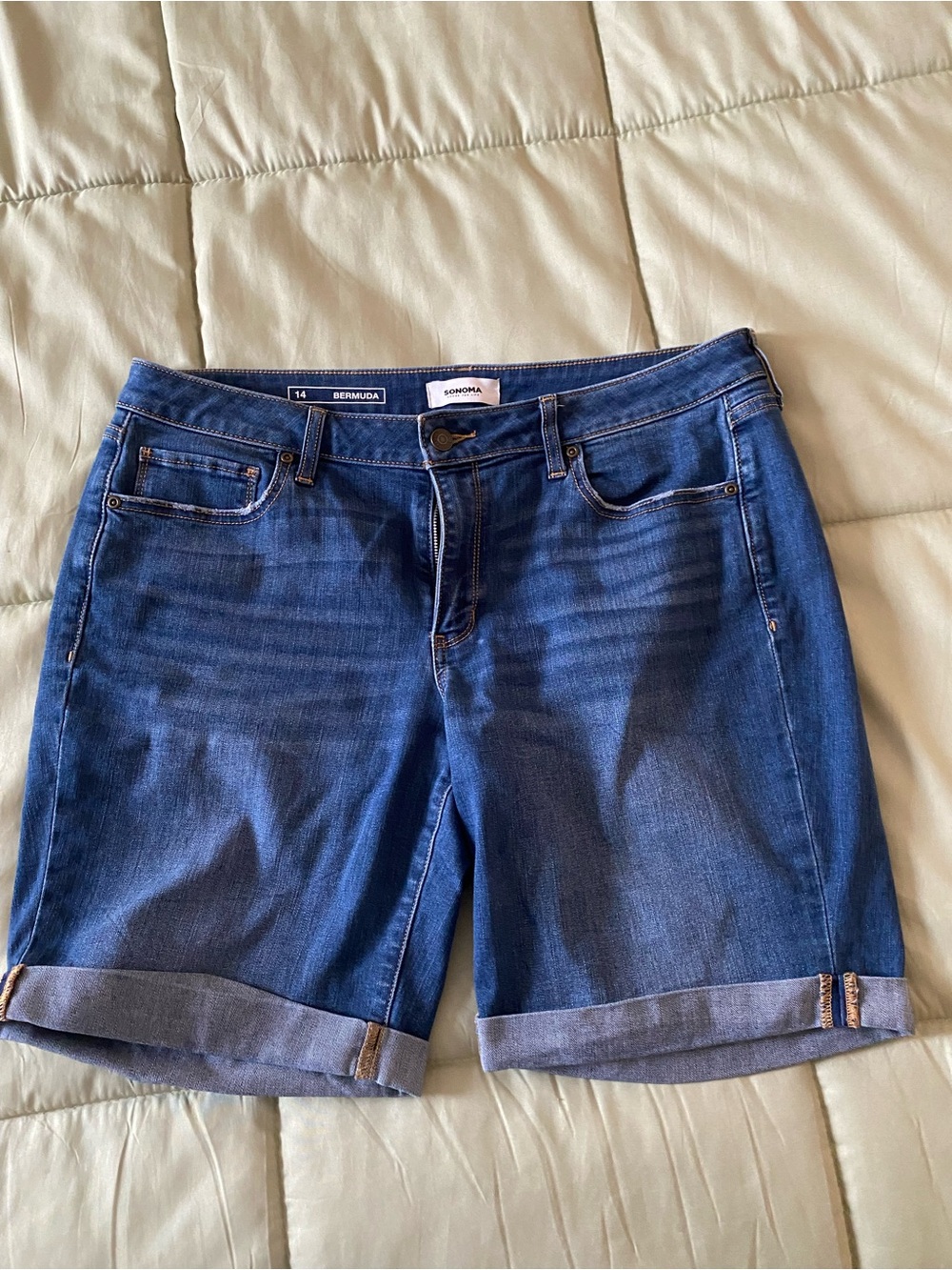 Sonoma Midwash Denim Bermuda Shorts with Roll Cuffs